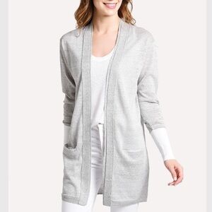 Brochu Walker Sidell Colorblock Open Cardigan SZ S Minimalist Linen Blend